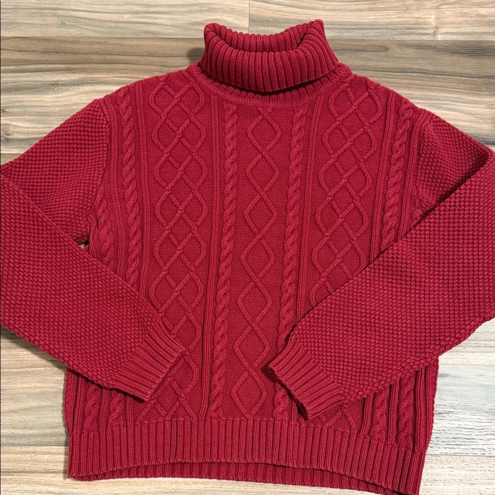 Pendleton Turtleneck Sweater Women’s Sz. S Red Cable Knit Heritage Fisherman